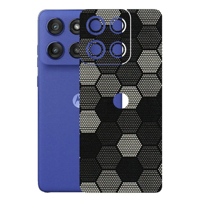 Motorola Phone Skins (All Models) - Black & White Dotted Honeycomb Texture - 3D Embossed Finish (L-202) Motorola Edge 60 Stylus