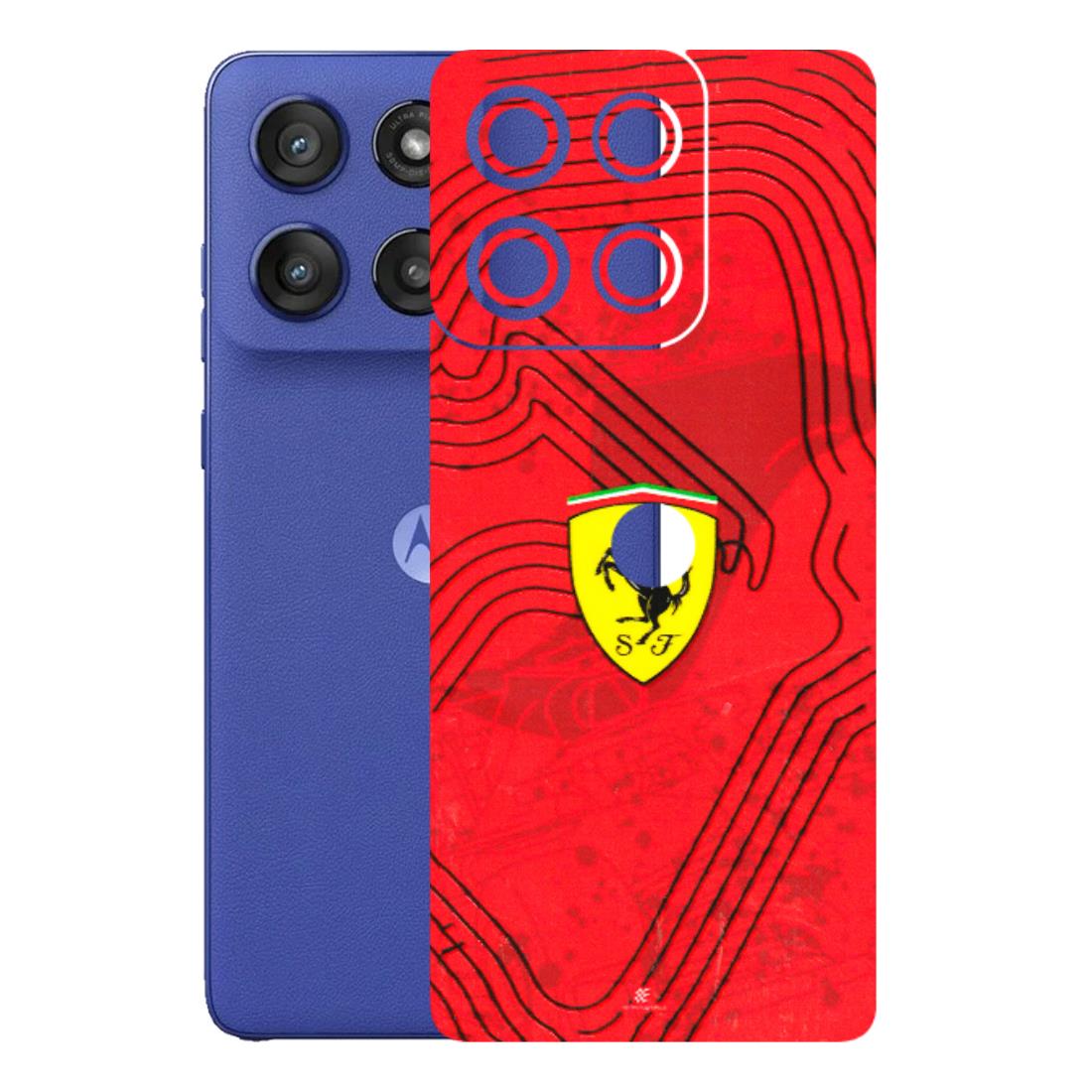 Motorola Phone Skins (All Models) - Red Ferrari Logo Stylish - 3D Embossed Finish (L-238) Motorola Edge 60 Stylus