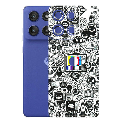Motorola Phone Skins (All Models) - Doodles Positive Art - 3D Embossed Finish (L-263) Motorola Edge 60 Stylus