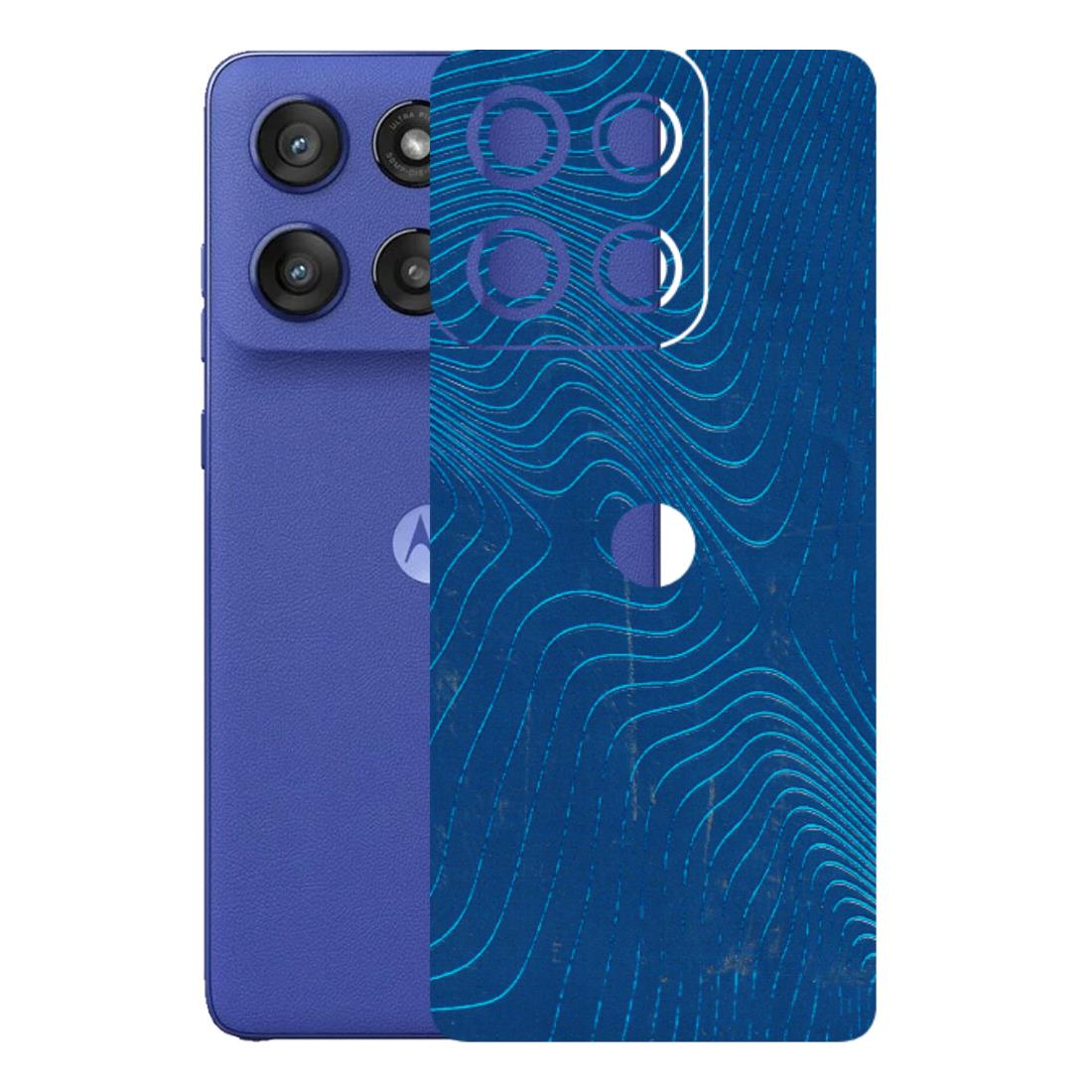 Motorola Phone Skins (All Models) - Abstract Blue Line Map - 3D Embossed Finish (L-272) Motorola Edge 60 Stylus