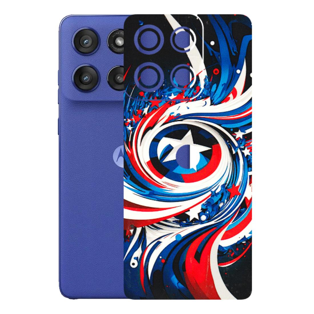 Motorola Phone Skins (All Models) - Captain America Logo - 3D Embossed Finish (L-307) Motorola Edge 60 Stylus