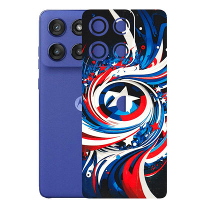 Motorola Phone Skins (All Models) - Captain America Logo - 3D Embossed Finish (L-307) Motorola Edge 60 Stylus