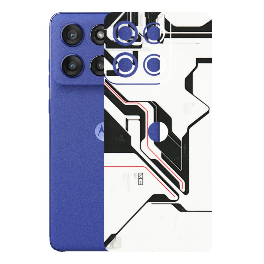 Motorola Phone Skins (All Models) - White Techy Logo - 3D Embossed Finish (L-312) Motorola Edge 60 Stylus