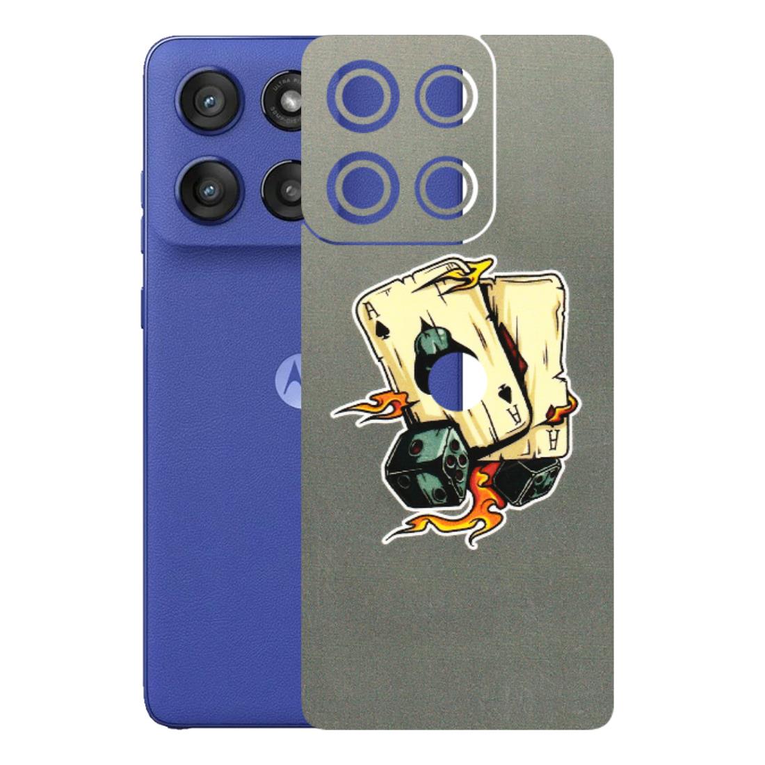 Motorola Phone Skins (All Models) - Grey Cards Of Ace - 3D Embossed Finish (L-77) Motorola Edge 60 Stylus