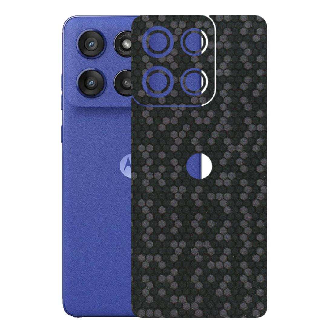 Motorola Phone Skins (All Models) - Black Grey Honeycomb Sober - 3D Embossed Finish (L-85) Motorola Edge 60 Stylus