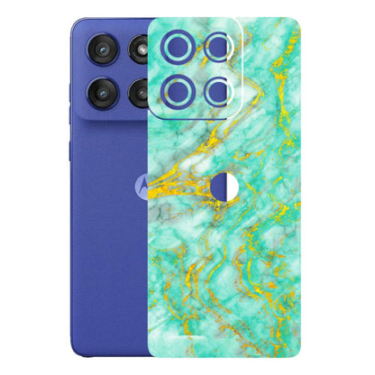 Motorola Phone Skins (All Models) - Green And Gold Marble Feel - Matte Finish (M-16) Motorola Edge 60 Stylus