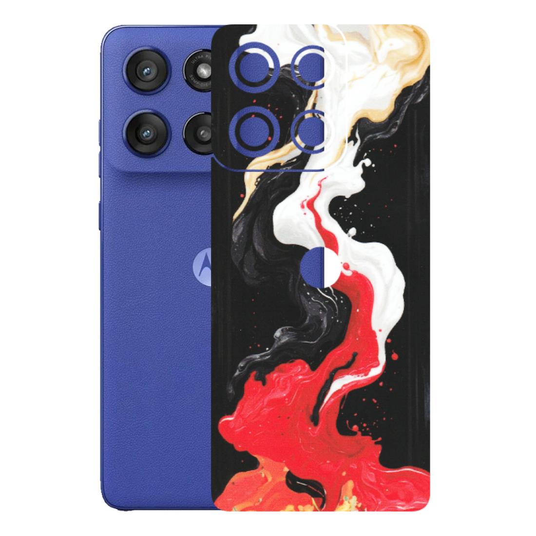 Motorola Phone Skins (All Models) - Black Red White Paint Splash Fusion - Matte Finish (M-56) Motorola Edge 60 Stylus