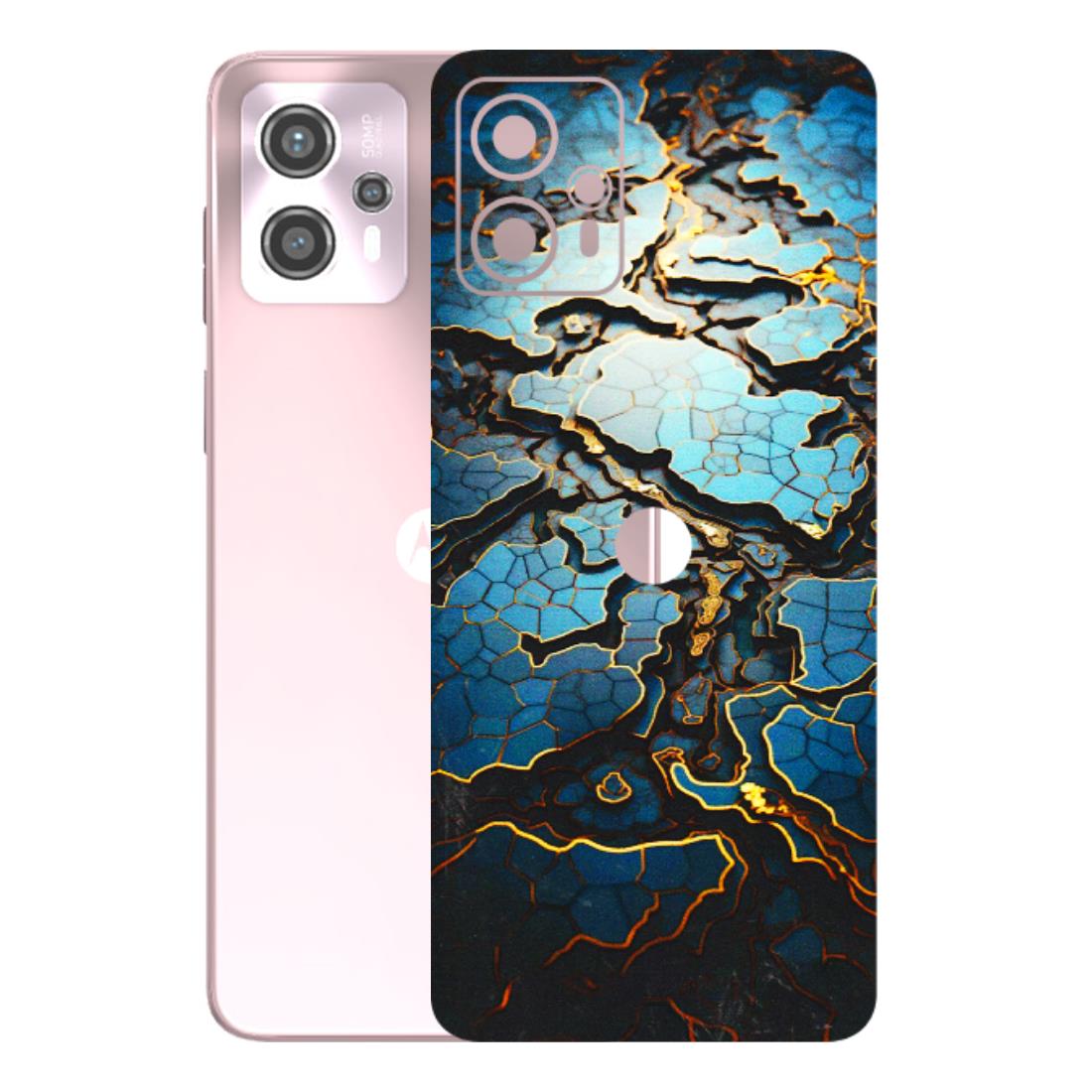 Motorola Phone Skins (All Models) - Blue Gold Abstract - 3D Embossed Finish (L-11) Motorola G13