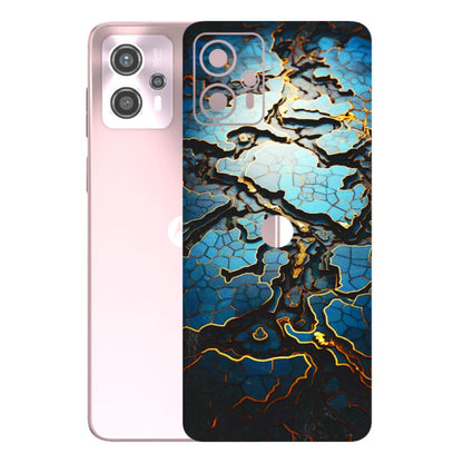 Motorola Phone Skins (All Models) - Blue Gold Abstract - 3D Embossed Finish (L-11) Motorola G13