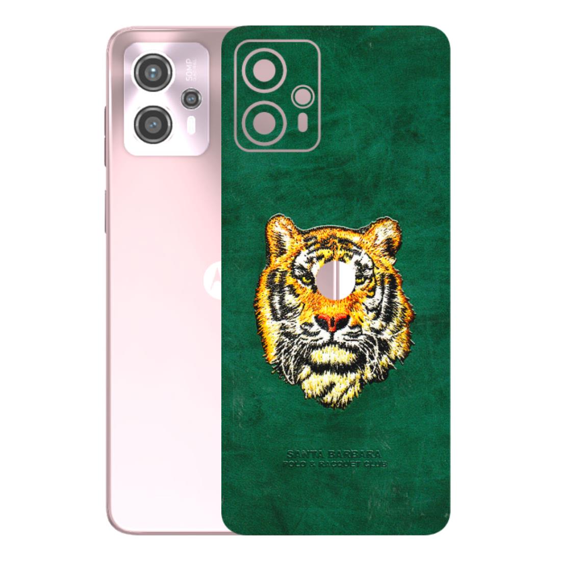 Motorola Phone Skins (All Models) - Leather Feel Tiger - 3D Embossed Finish (L-111) Motorola G13