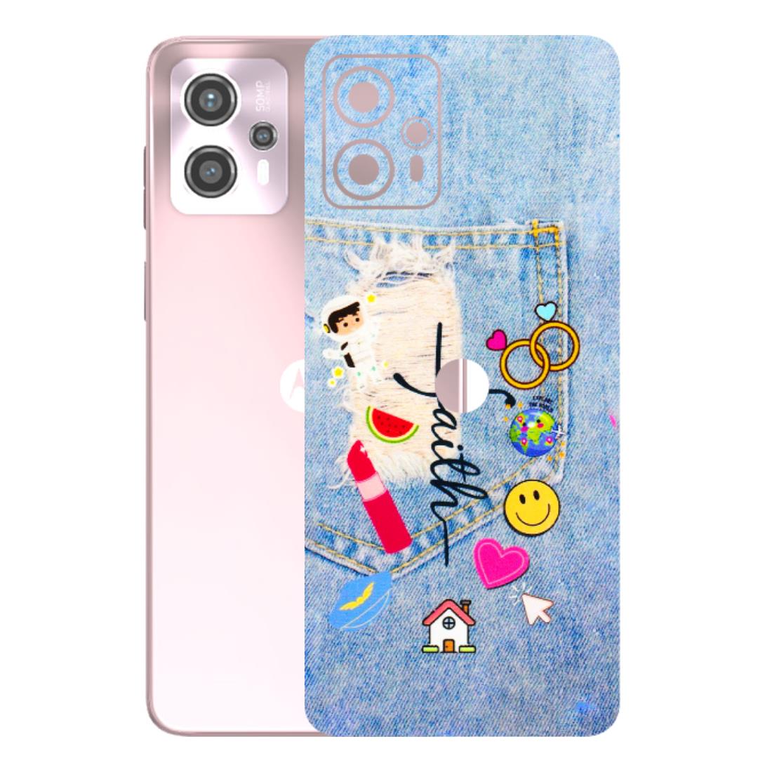 Motorola Phone Skins (All Models) - Denim Jeans Pocket - 3D Embossed Finish (L-134) Motorola G13