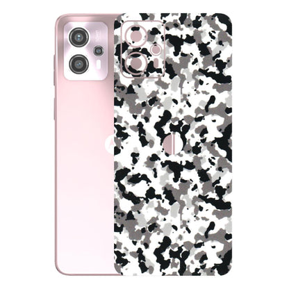 Motorola Phone Skins (All Models) - White Black Camouflage - 3D Embossed Finish (L-18) Motorola G13