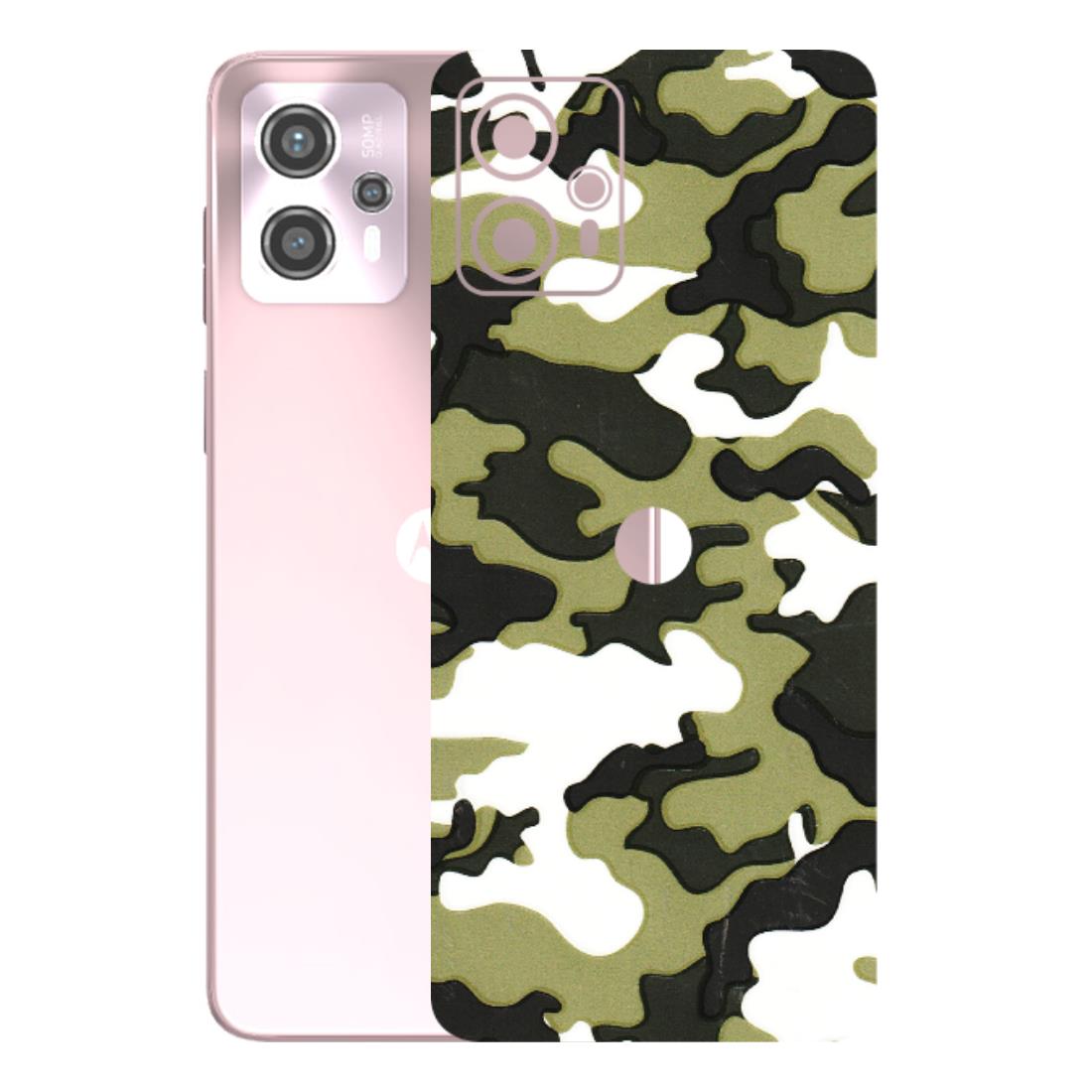 Motorola Phone Skins (All Models) - Camouflages White And Green - 3D Embossed Finish (L-243) Motorola G13