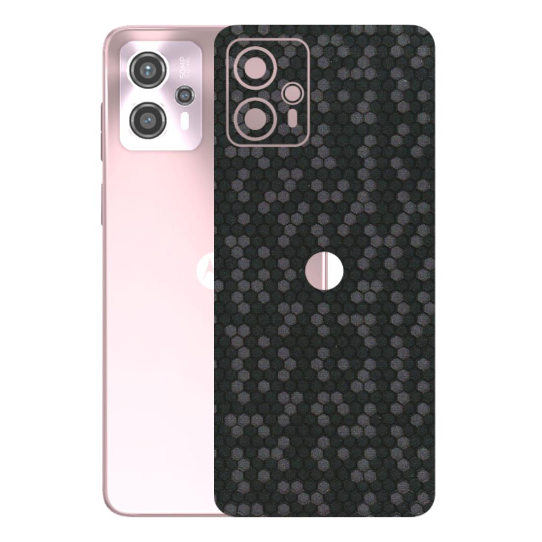 Motorola Phone Skins (All Models) - Black Grey Honeycomb Sober - 3D Embossed Finish (L-85) Motorola G13