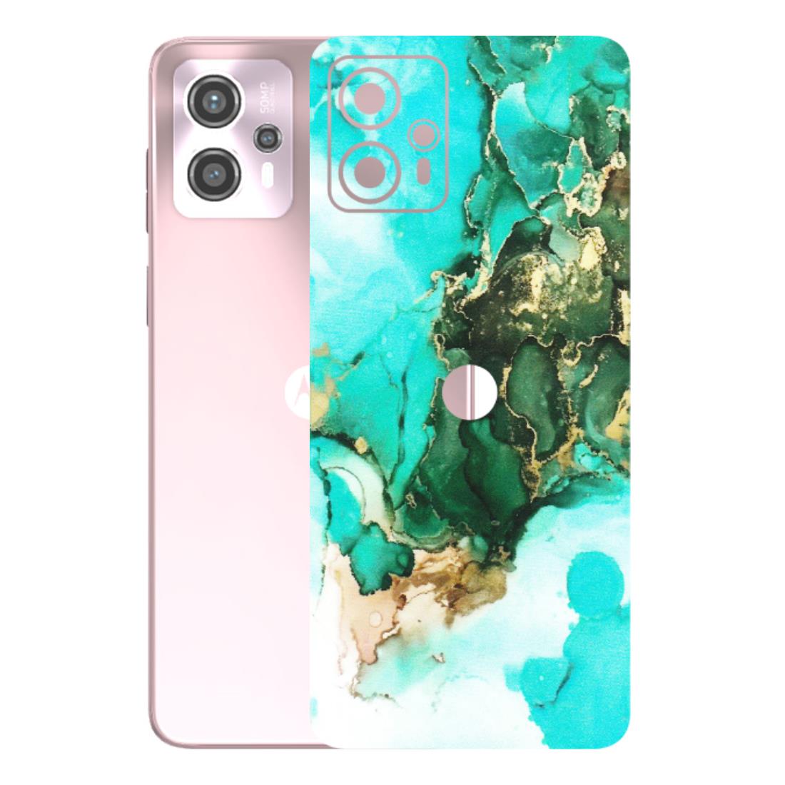 Motorola Phone Skins (All Models) - The Blue Gold Marble - Matte Finish (M-124) Motorola G13