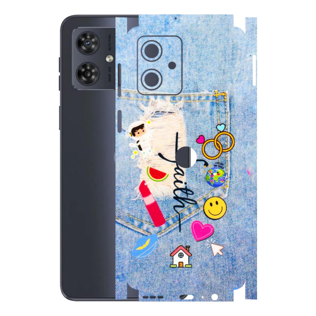Motorola Phone Skins (All Models) - Denim Jeans Pocket - 3D Embossed Finish (L-134) Motorola G54 (5G)
