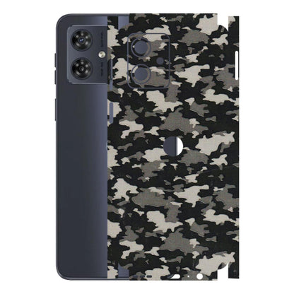 Motorola Phone Skins (All Models) - Black/Grey Camoflaunge - 3D Embossed Finish (L-142) Motorola G54 (5G)