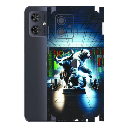 Motorola Phone Skins (All Models) - Stock Market Sensex Bear vs Bulls - 3D Embossed Finish (L-15) Motorola G54 (5G)