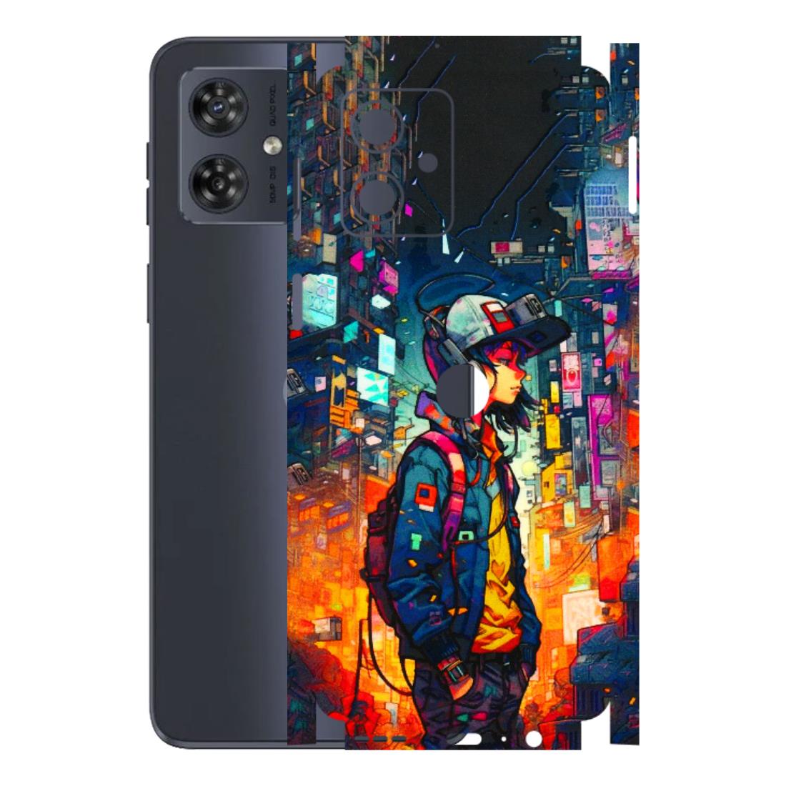 Motorola Phone Skins (All Models) - Street Anime Guy - 3D Embossed Finish (L-158) Motorola G54 (5G)
