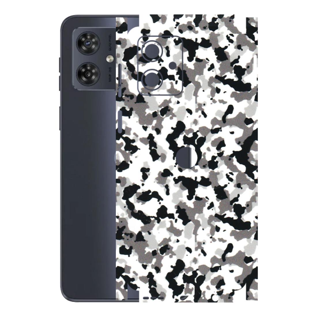 Motorola Phone Skins (All Models) - White Black Camouflage - 3D Embossed Finish (L-18) Motorola G54 (5G)