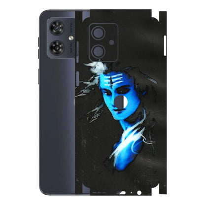 Motorola Phone Skins (All Models) - Har Har Mahadev Blue/Black - 3D Embossed Finish (L-185) Motorola G54 (5G)
