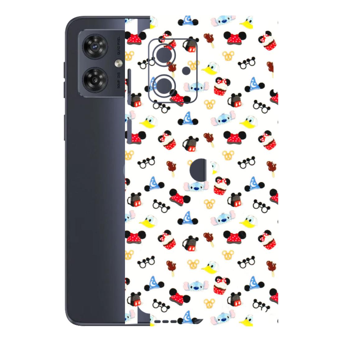 Motorola Phone Skins (All Models) - Minnie Mouse & Donald Doodles s - 3D Embossed Finish (L-194) Motorola G54 (5G)