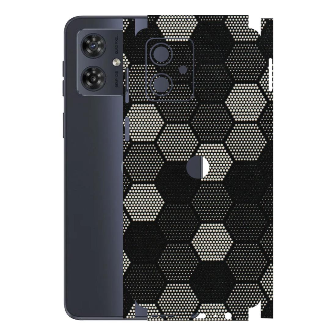 Motorola Phone Skins (All Models) - Black & White Dotted Honeycomb Texture - 3D Embossed Finish (L-202) Motorola G54 (5G)