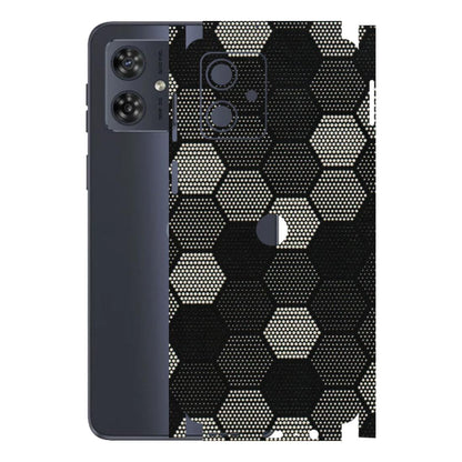 Motorola Phone Skins (All Models) - Black & White Dotted Honeycomb Texture - 3D Embossed Finish (L-202) Motorola G54 (5G)