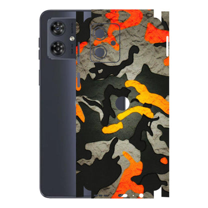 Motorola Phone Skins (All Models) - Orange Camouflage - 3D Embossed Finish (L-204) Motorola G54 (5G)