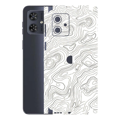 Motorola Phone Skins (All Models) - White Black Swirls - 3D Embossed Finish (L-219) Motorola G54 (5G)