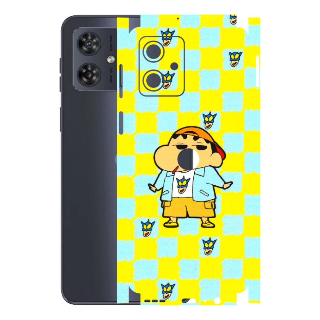 Motorola Phone Skins (All Models) - Yellow Blue Shinchan Cute - 3D Embossed Finish (L-221) Motorola G54 (5G)