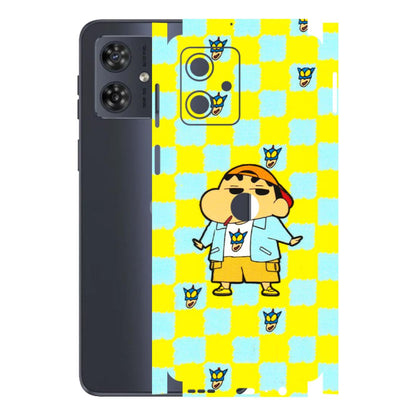 Motorola Phone Skins (All Models) - Yellow Blue Shinchan Cute - 3D Embossed Finish (L-221) Motorola G54 (5G)