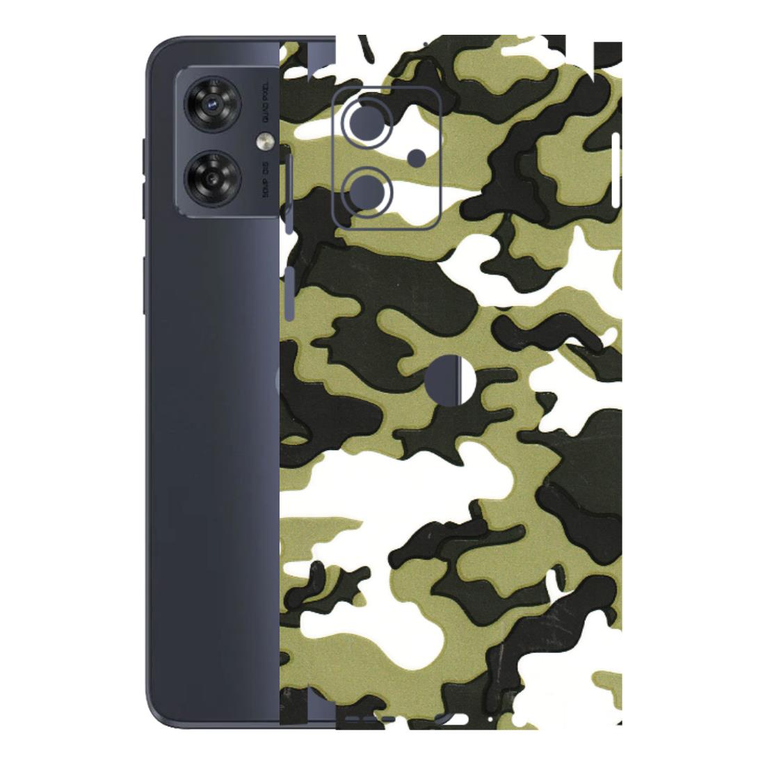 Motorola Phone Skins (All Models) - Camouflages White And Green - 3D Embossed Finish (L-243) Motorola G54 (5G)
