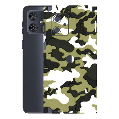 Motorola Phone Skins (All Models) - Camouflages White And Green - 3D Embossed Finish (L-243) Motorola G54 (5G)