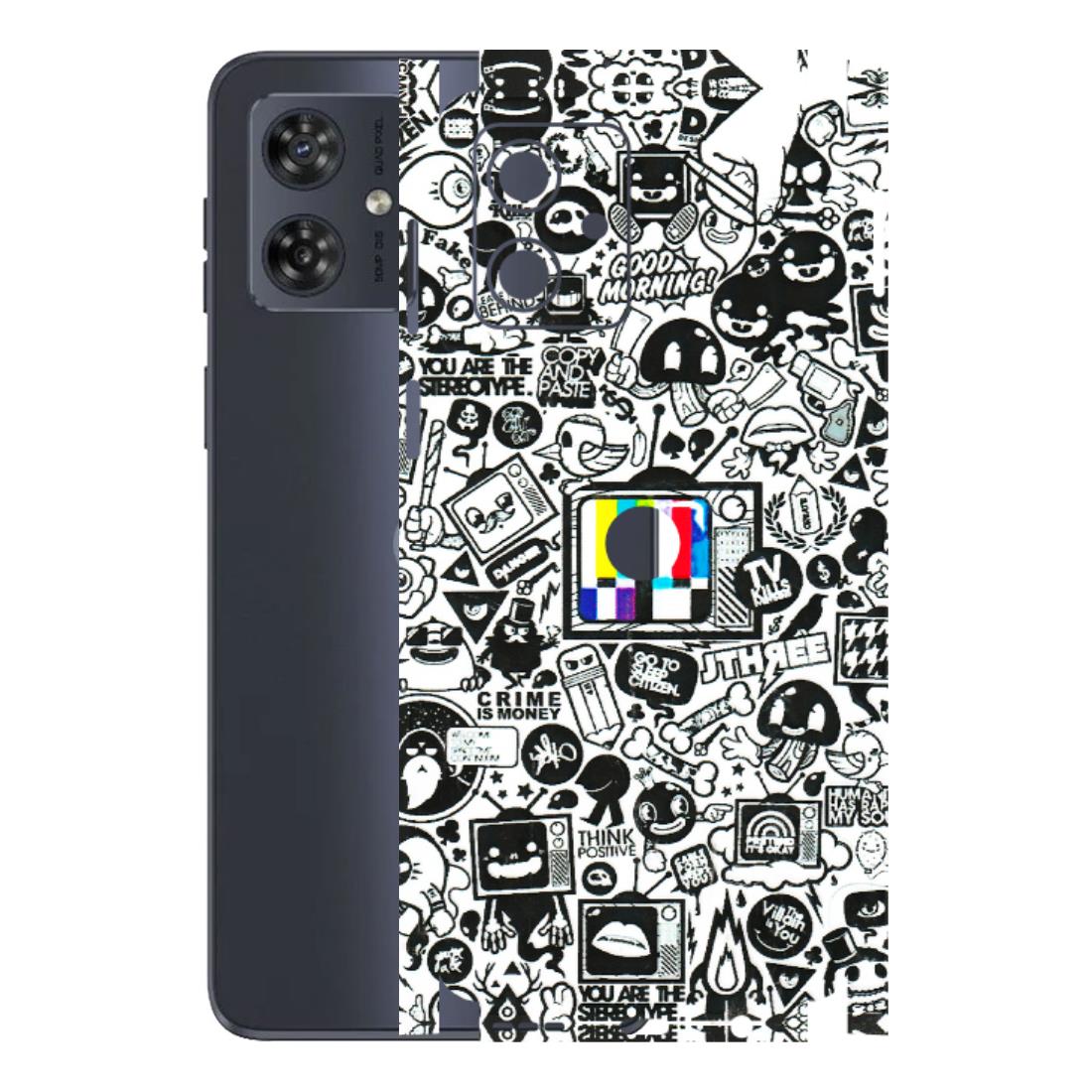 Motorola Phone Skins (All Models) - Doodles Positive Art - 3D Embossed Finish (L-263) Motorola G54 (5G)