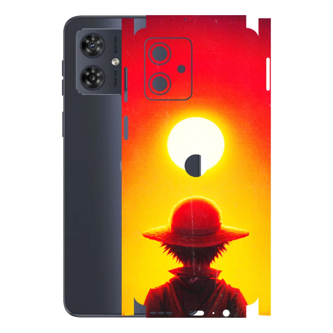 Motorola Phone Skins (All Models) - Cool Sunset With Monkey D.Luffy Anime - 3D Embossed Finish (L-329) Motorola G54 (5G)