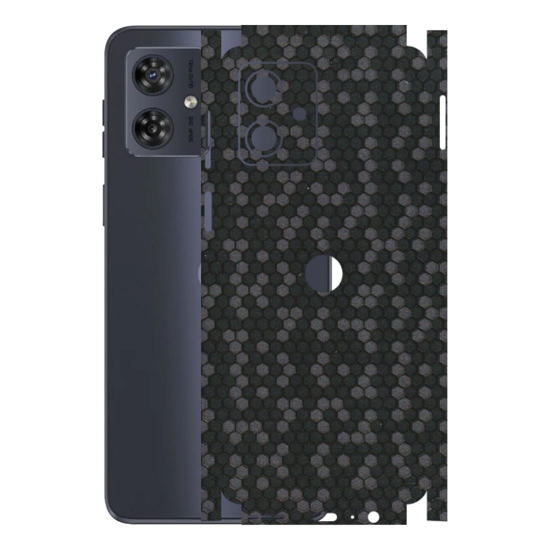 Motorola Phone Skins (All Models) - Black Grey Honeycomb Sober - 3D Embossed Finish (L-85) Motorola G54 (5G)
