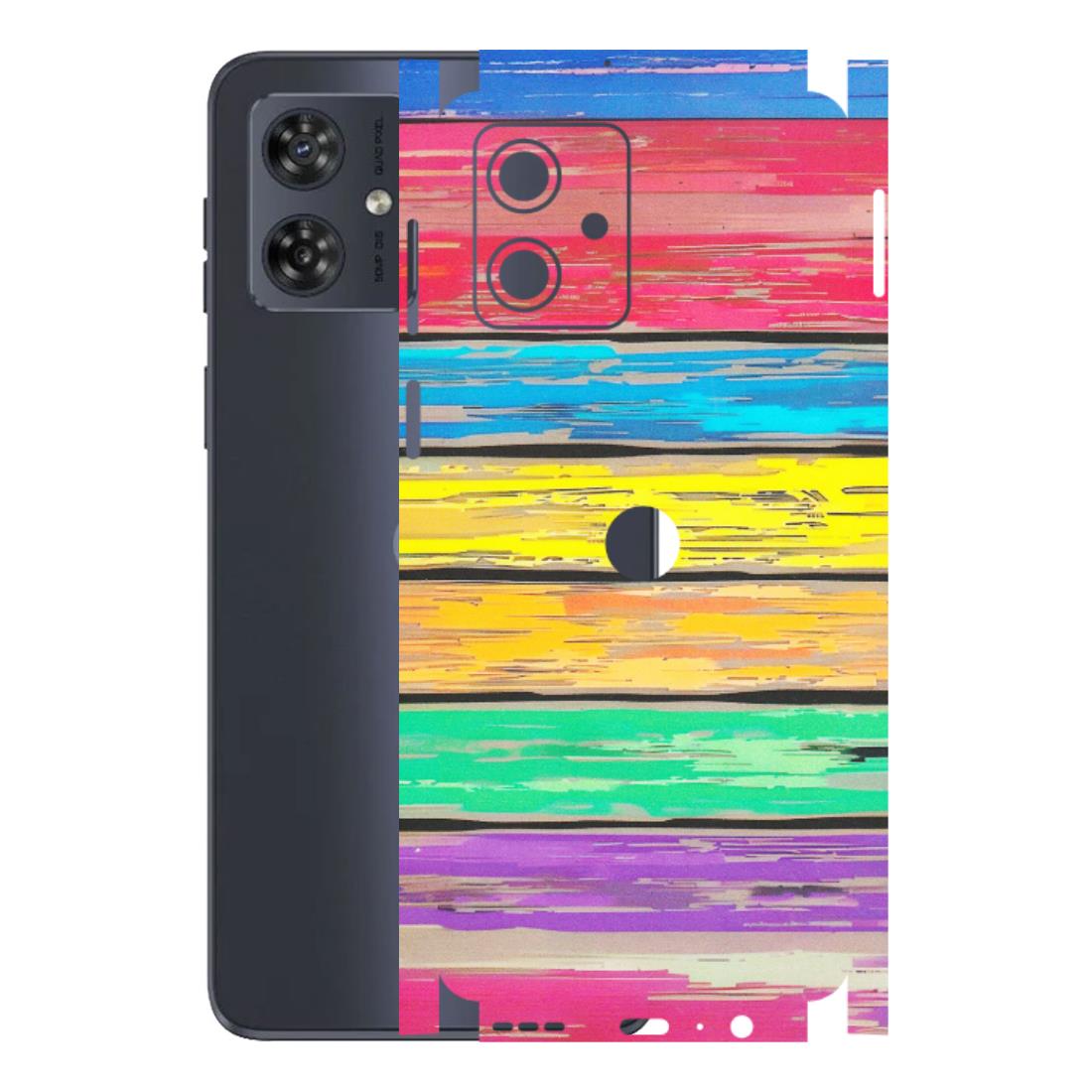 Motorola Phone Skins (All Models) - Multi Colour Wooden Wall - Matte Finish (M-96) Motorola G54 (5G)