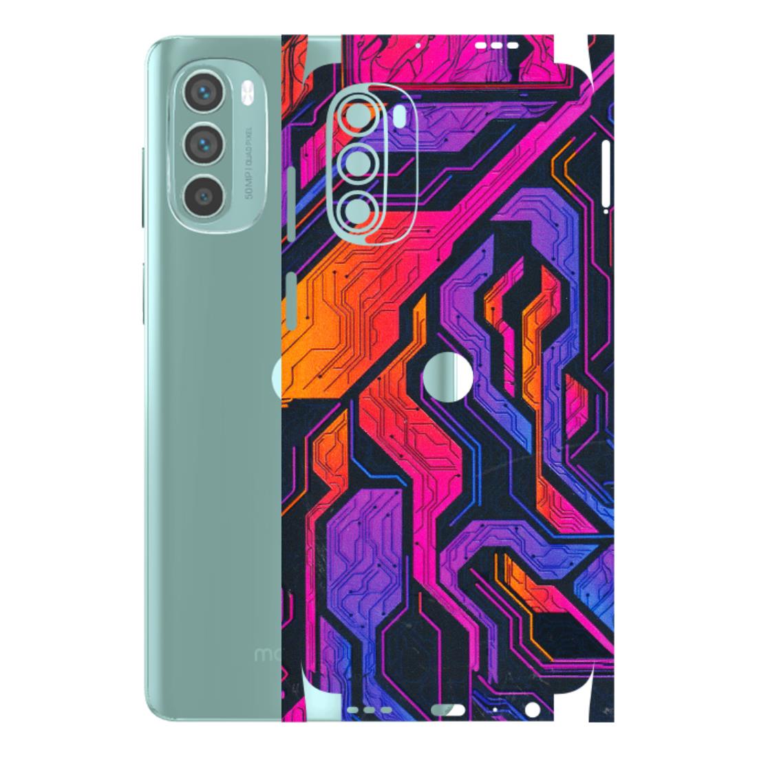 Motorola Phone Skins (All Models) - Tech Circuits Futuristic - 3D Embossed Finish (L-07) Motorola G62 5G -