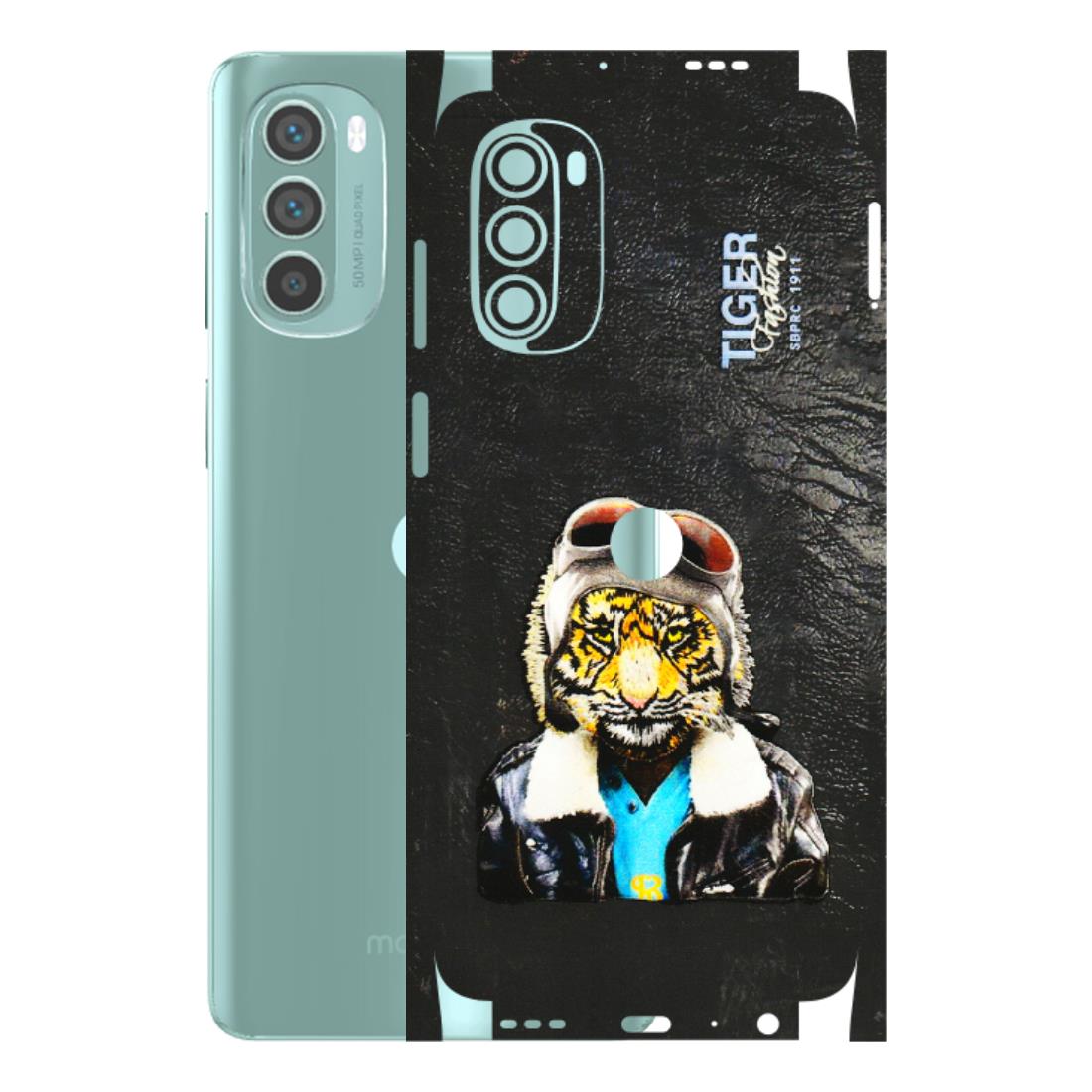 Motorola Phone Skins (All Models) - Rider Tiger - 3D Embossed Finish (L-113) Motorola G62 5G -