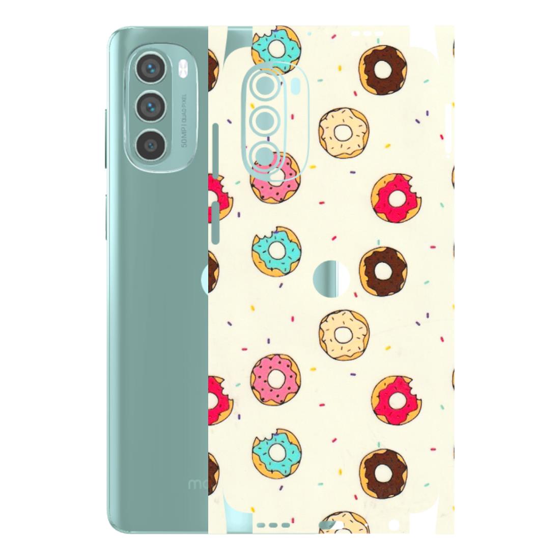 Motorola Phone Skins (All Models) - Mini Donuts Doodle Art - 3D Embossed Finish (L-122) Motorola G62 5G -
