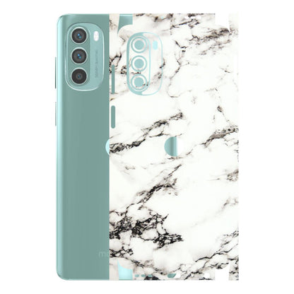 Motorola Phone Skins (All Models) - Black and White Marble Texture - 3D Embossed Finish (L-124) Motorola G62 5G -