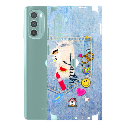 Motorola Phone Skins (All Models) - Denim Jeans Pocket - 3D Embossed Finish (L-134) Motorola G62 5G -