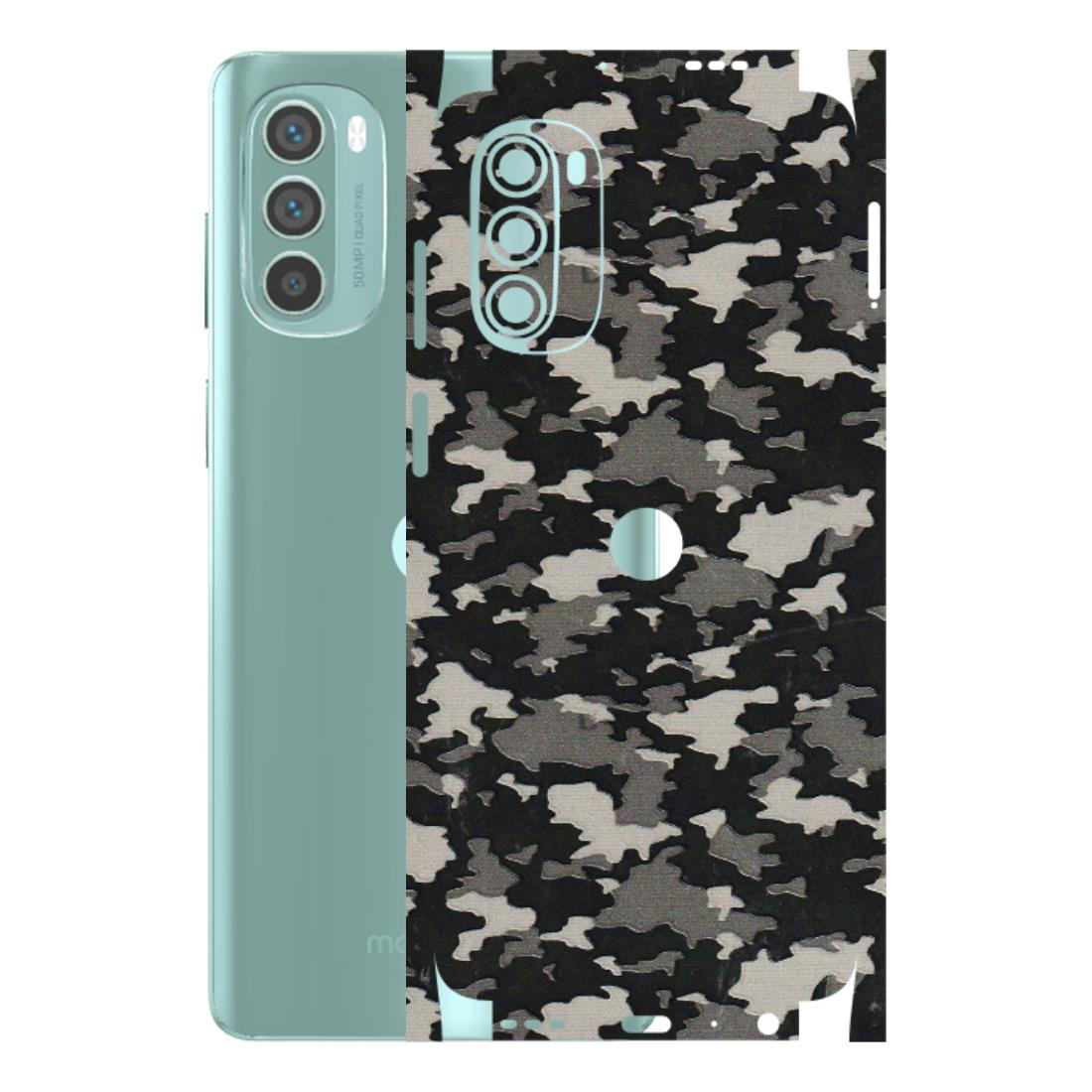 Motorola Phone Skins (All Models) - Black/Grey Camoflaunge - 3D Embossed Finish (L-142) Motorola G62 5G -