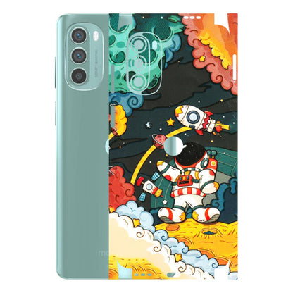 Motorola Phone Skins (All Models) - Astronauts & Spaceship - 3D Embossed Finish (L-145) Motorola G62 5G -