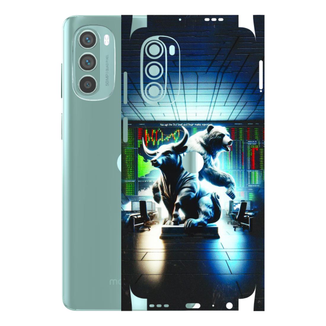 Motorola Phone Skins (All Models) - Stock Market Sensex Bear vs Bulls - 3D Embossed Finish (L-15) Motorola G62 5G -