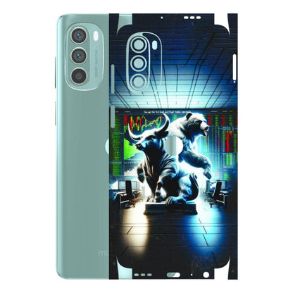 Motorola Phone Skins (All Models) - Stock Market Sensex Bear vs Bulls - 3D Embossed Finish (L-15) Motorola G62 5G -