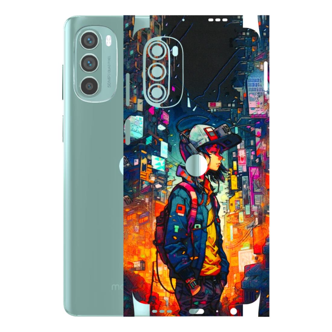 Motorola Phone Skins (All Models) - Street Anime Guy - 3D Embossed Finish (L-158) Motorola G62 5G -