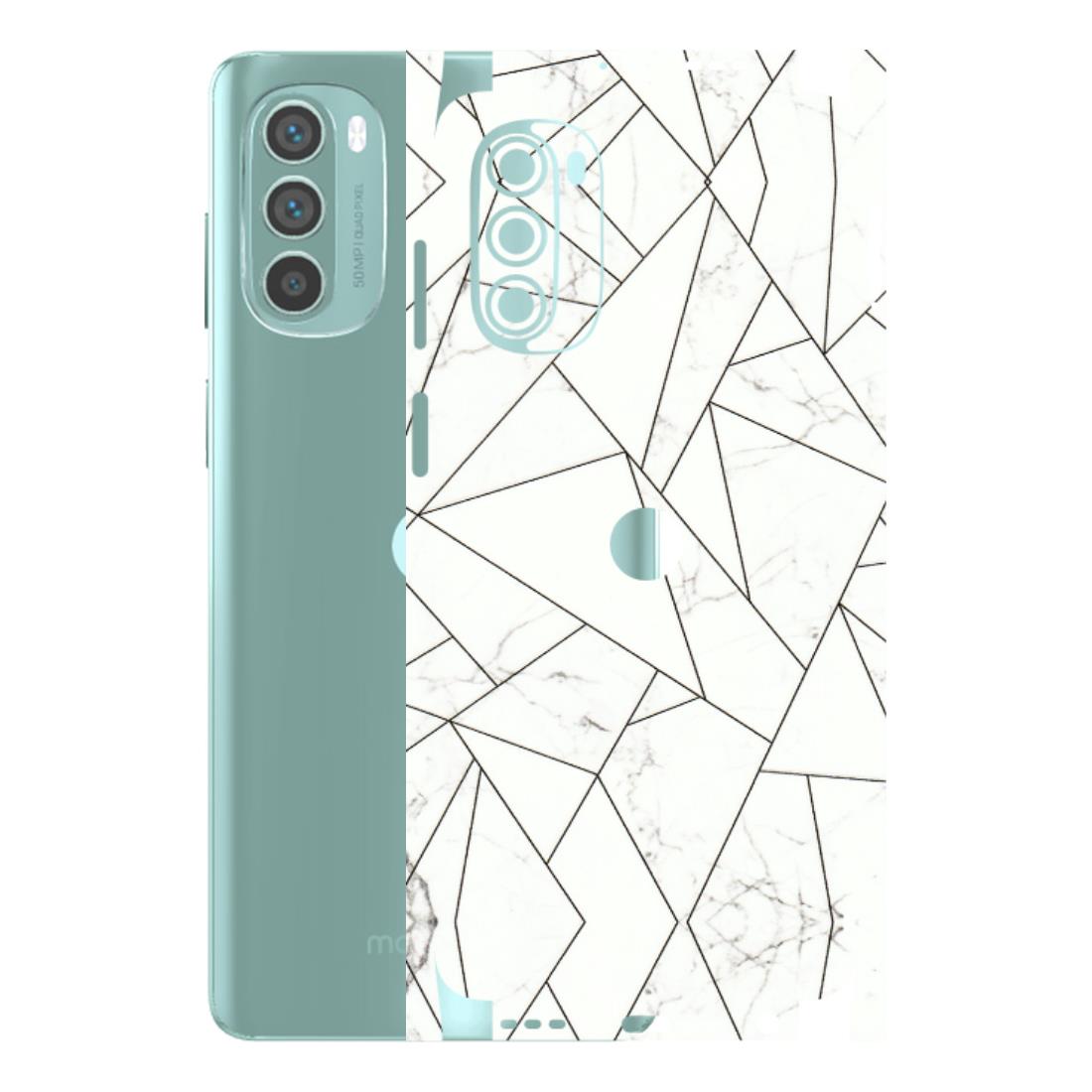 Motorola Phone Skins (All Models) - Luxury White Marble Effect - 3D Embossed Finish (L-168) Motorola G62 5G -
