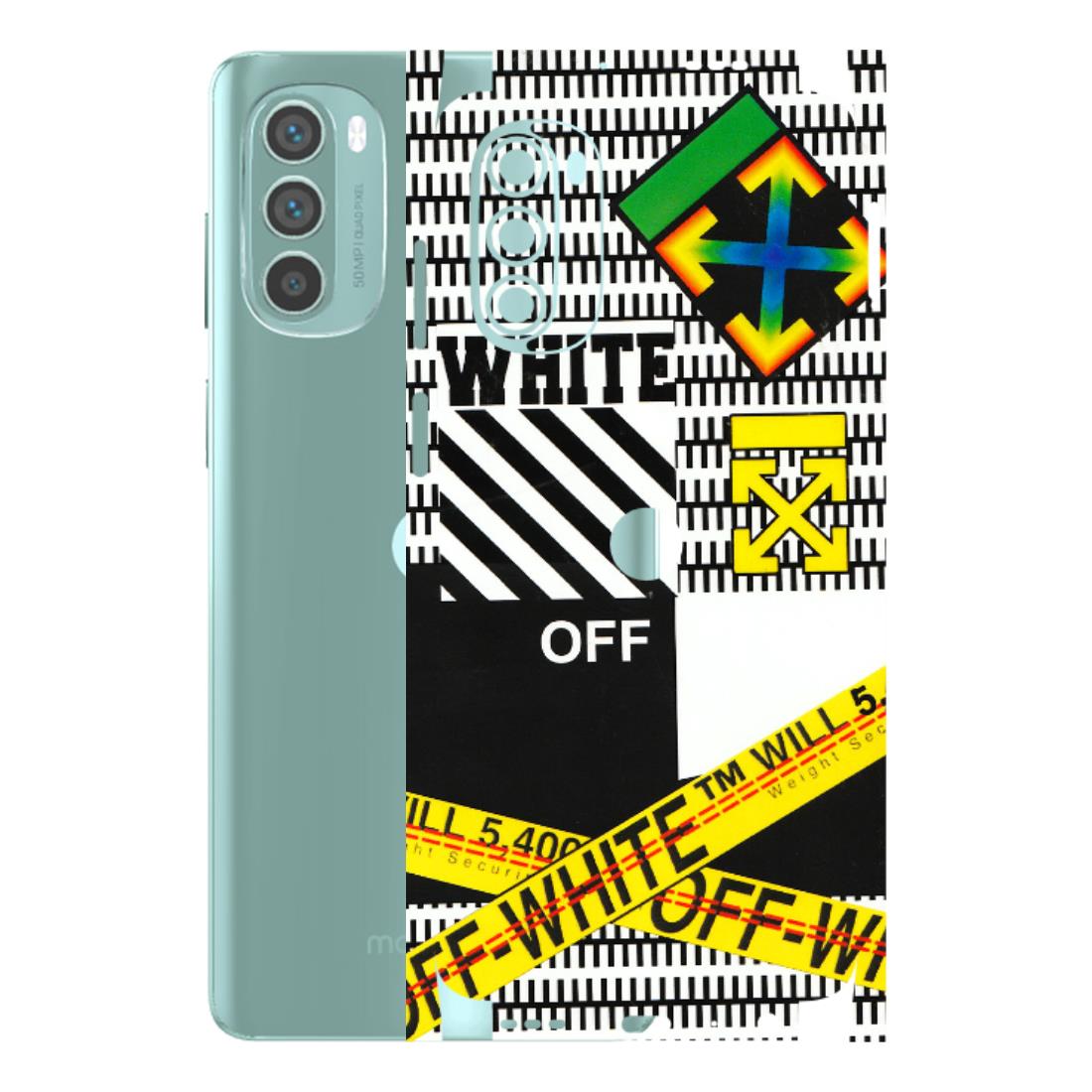 Motorola Phone Skins (All Models) - White Off Abstract - 3D Embossed Finish (L-172) Motorola G62 5G -